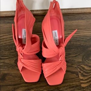 Jimmy Choo Coral Leather Heel Wedges